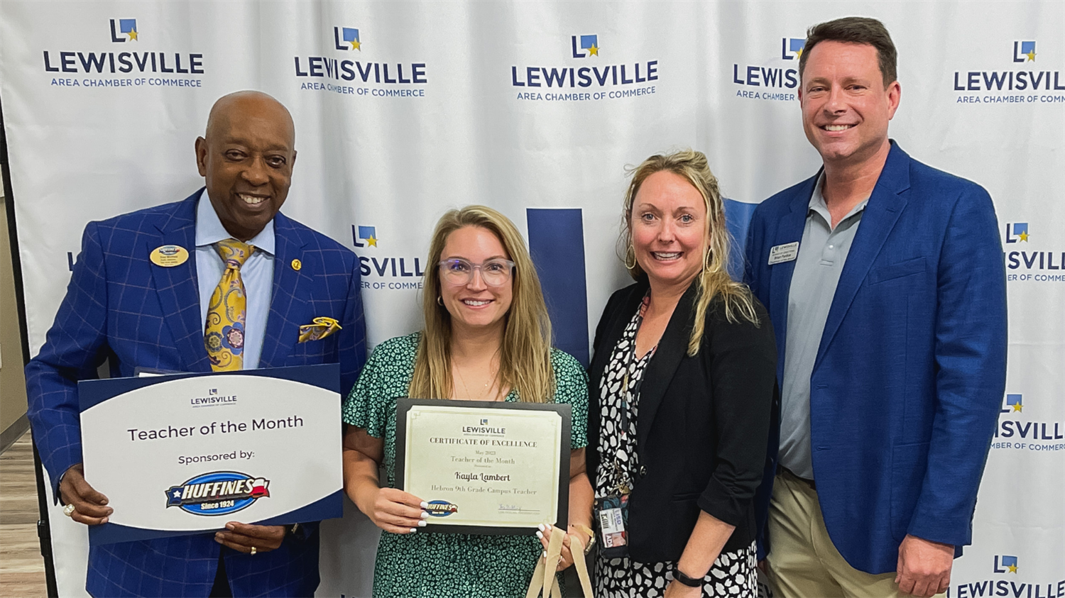  Hebron 9th Grade Campus students, teacher and school were recognized by the Lewisville Chamber.